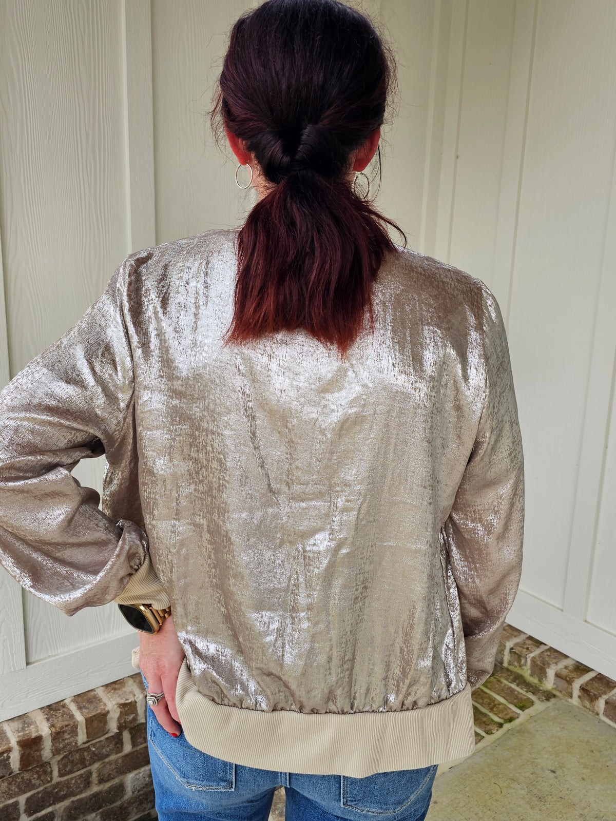 Shimmer Chic Zip-Up Jacket